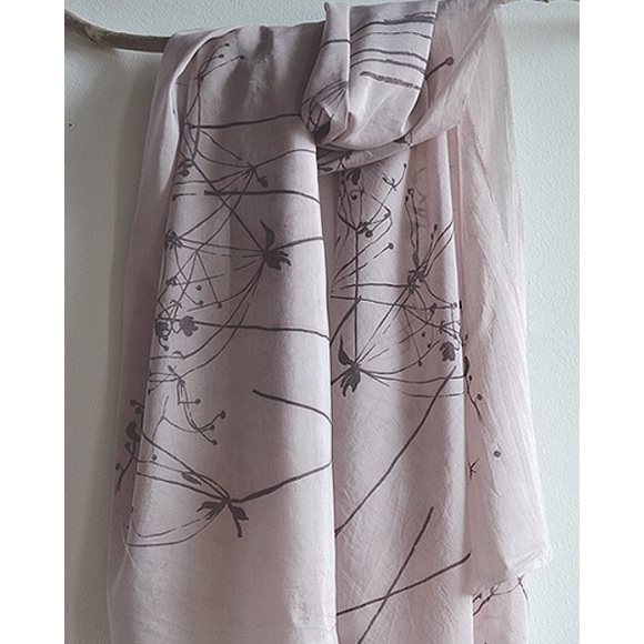 Silk/cotton hand printed summer scarf - Picture 1 of 3